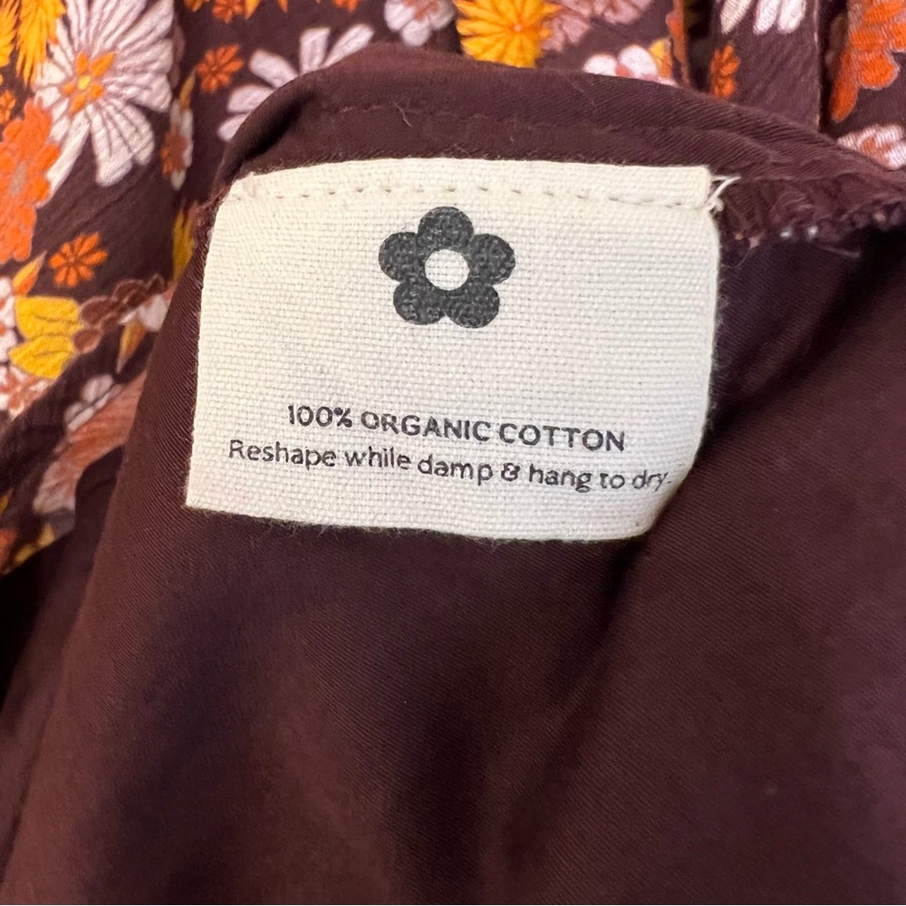 Boho Floral Mini Dress in Brown & Orange - Picture 6 of 6